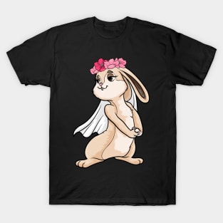 Bunny as bride with veil and flowers T-Shirt